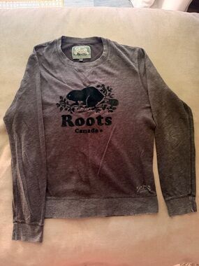 Roots Charcoal Heather Sweatshirt with Black Logo